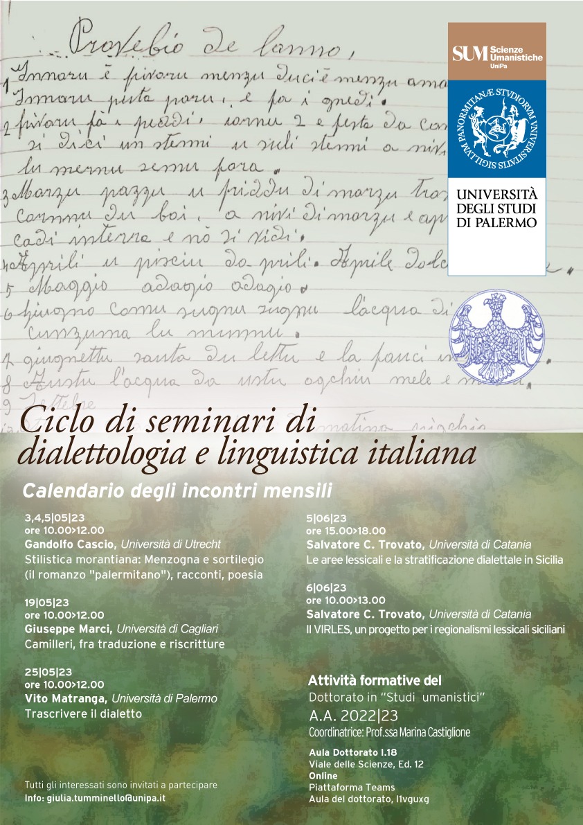 Ciclo dialettologia e linguistica maggio-giugno 23