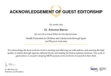 Antonino Bianco Guest Editor MDPI 2018